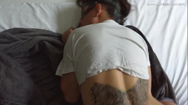 My stepsister loves to suck my cock and ride it while watching telvision  interracial 4k HD littlesexyowl creampie