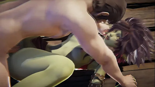 Sex with heavy moaning green skinned Goblin Girl