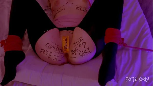 Hey, isn't she your wife? She's tied up and fucked at the party. Pretty anal whore.