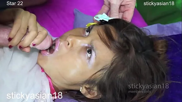 Star licks the cock & takes it in her mouth for Semen Spray Ending StickyAsian18