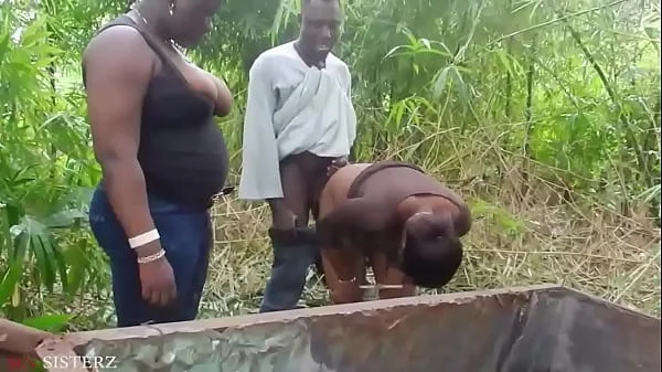 Black Power Man And Black Power Ladies Doing It In An Uncompleted And Bush