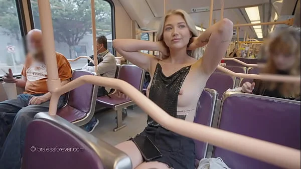 On the train with her tits out