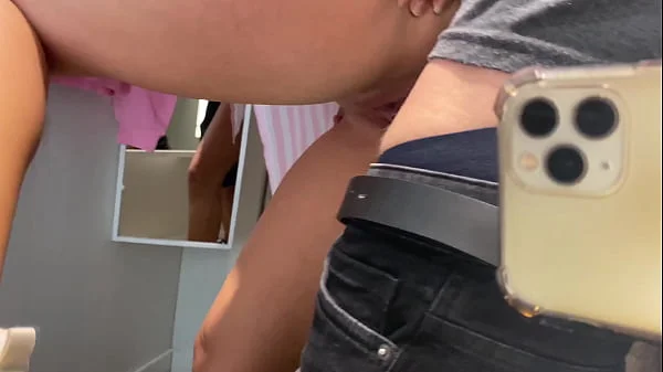 Risky fuck close to next changing room with people in