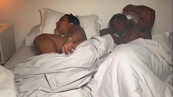 Step Mom And Step Son Share a Bed In A Hotel Room. English subtitles