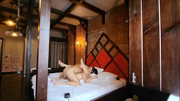 Athletic teen with slim waist & bubble ass in a BDSM room.