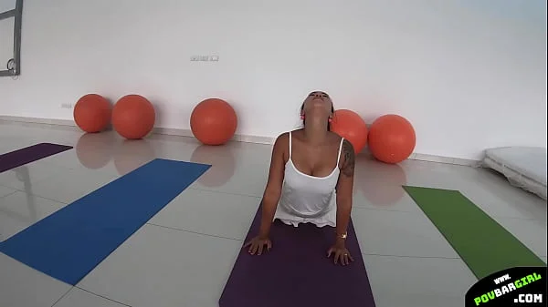 Stunning Asian with big boobs fuck with gymmate