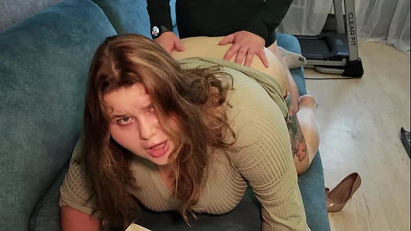 Cute Chubby 18 old Stepdaughter's wet red panties stained with cum after a hard fuck