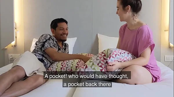 Step Bro and Step Sis fight with pillows hotel room