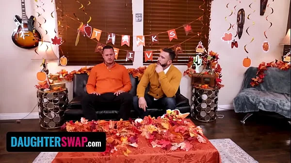 DaughterSwap - Horny StepDaughters Have a Crazy Orgy With Their Step-Dads on Thanksgiving