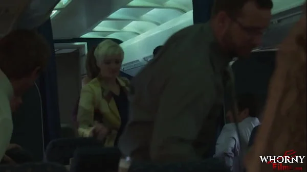 WHORNY FILMS Mile high club hot threesome in first class