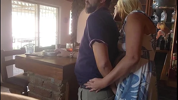 Waitres caught jerking of the barman at holiday resort