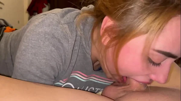 Blonde Babe Sloppy Deepthroat Dick to Cum In Mouth