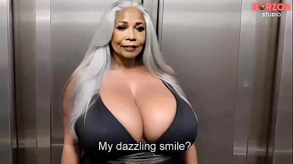 Old grandma have sex with young virgin boy in elevator and give his big dick blowjob (3D/AI/hentai)
