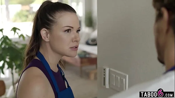 Married latina maid cheats with wealthy homeowner with husband right there