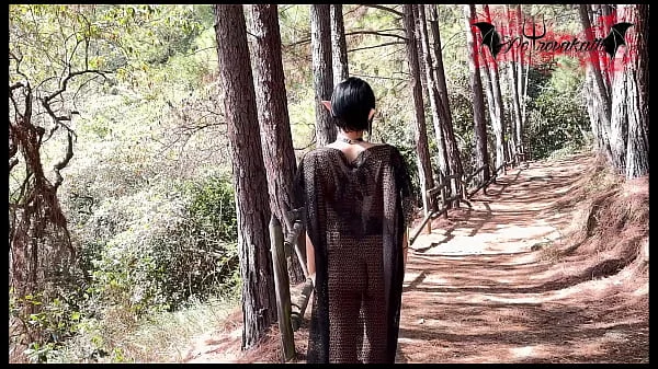 gothic elf, masturbating in the forest