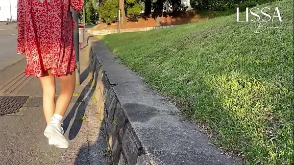 Hot woman shows off and touches herself on public bus