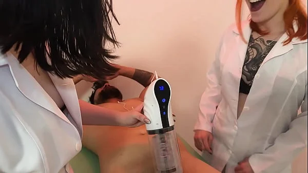 Mel Fire and Nara Neveu control Hex's orgasm with XSpaceCup XS17 masturbator