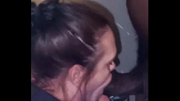 Giving a thick black cock amazing head