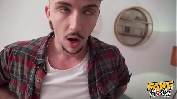 Fake Hostel - Guy accidentally shares his girlfriend who gets a creampie before sloppy threesome