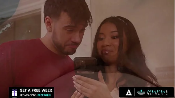 NURU MASSAGE - Cute Ebony Ameena Green Has A Special Slippery Gift For Her Boyfriend