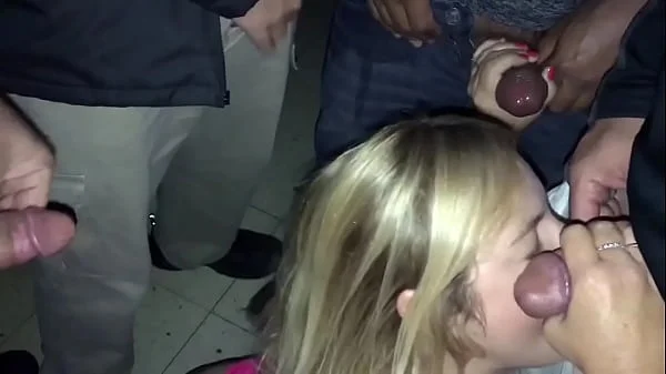 The wife sucking cock in adult theatre