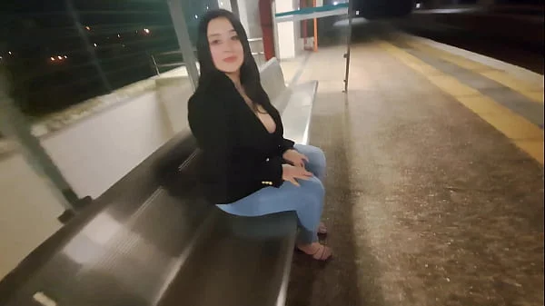 Public Outdoor Train Station Fuck with a Stranger