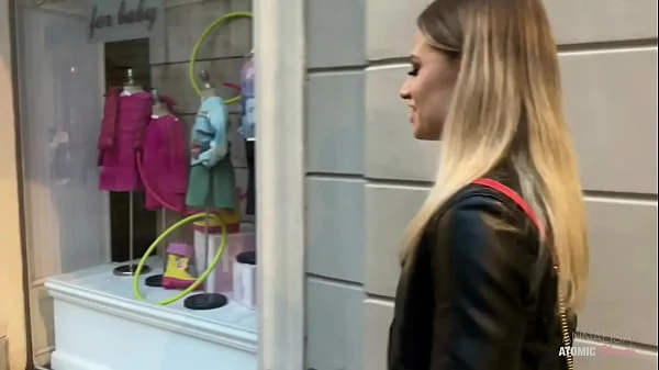 Risky Public Blowjob: Blonde Slut Swallows It All