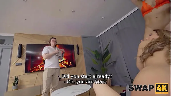 SWAP4K. Banged a girl with large breasts in a threesome while her boyfriend was taking a shower