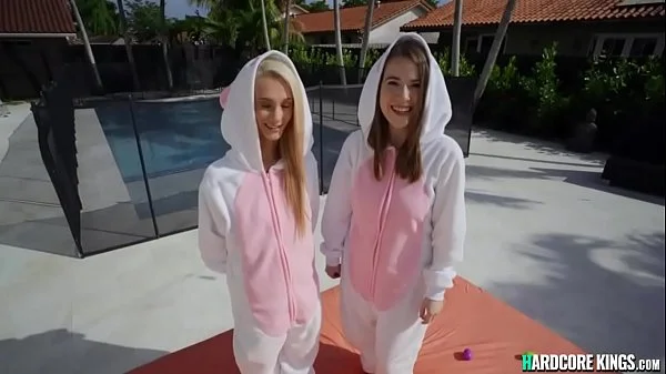 Big cock guy fucks sexy bunnies outdoor