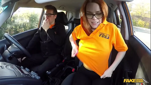 Fake Driving School - British ginger babe Ella Hughes gets her perfect pussy fucked during driving lesson