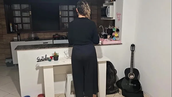 The stepson asks his stepmother for help so he can cum.