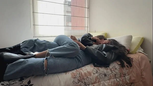 The two friends fuck in leather jackets