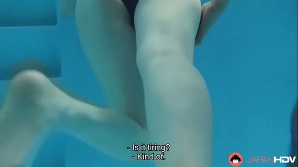 Young Japanese teen, Machiko Ono is sucking hard in the swimming pool