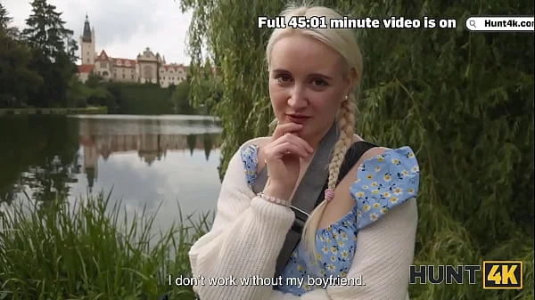 HUNT4K. Blonde babe was so sad so Hunter offered her fun and she loved to ride his big dick