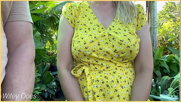 Wifey heads out in a cute summer dress braless and looks amazing with her blonde hair.