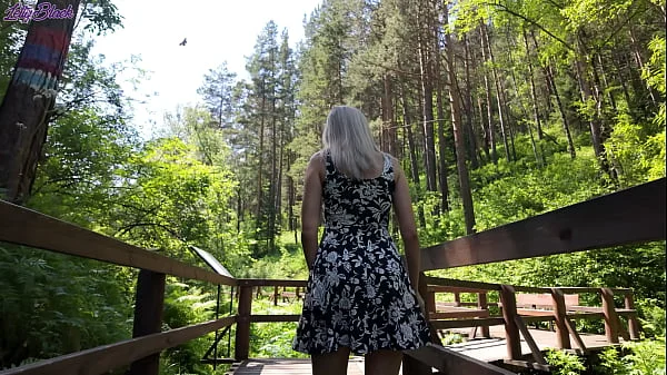 Remote controled vibrator in park - Sweet girl gets an orgasm