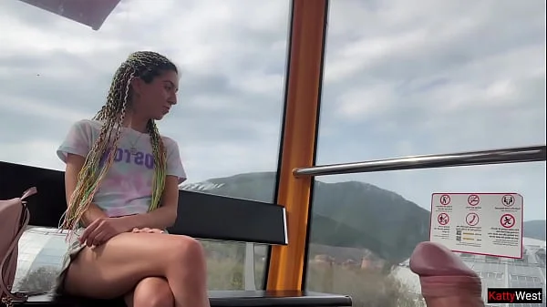 Public Dick Flashing - Girl Jerks My Cock And Swallows Cum On Ferris Wheel