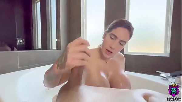 Big Tits With Tattoo Sucks And Fucks In Shower Cum On Face