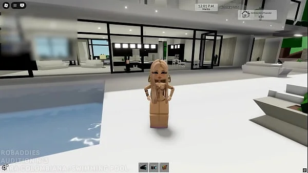 ROBADDIES - AUDITION N°3 - SARA HOT COLOMBIAN GIRL GIVES A BLOWJOB IN THE SWIMMING POOL