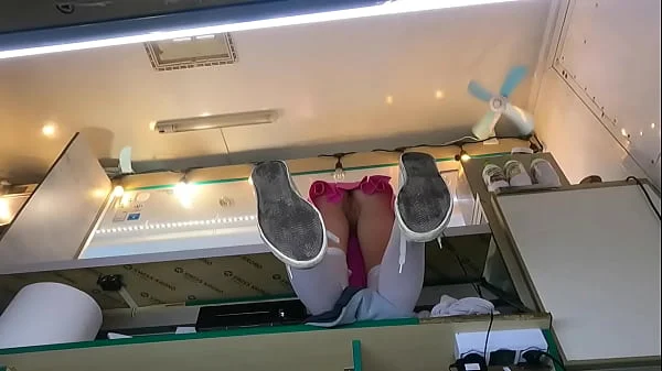 The boss is playing with his sexy shop assistant pussy while she talks to the customer