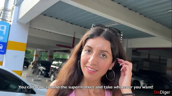 Cumwalk in Public Supermarket - Facial Fetish Outdoor Blowjob