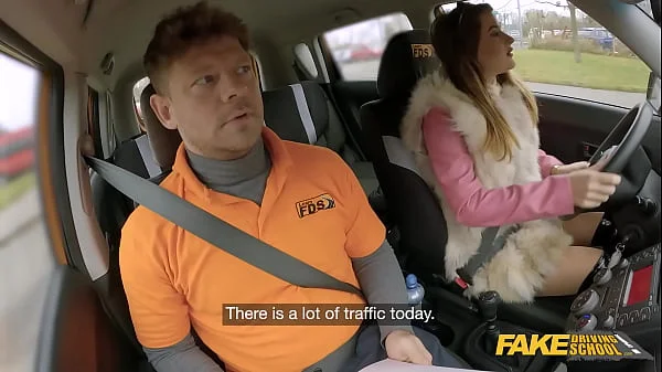 Student Gia rides my BIG long cock to make me a happy driving instructor - Fake Driving School