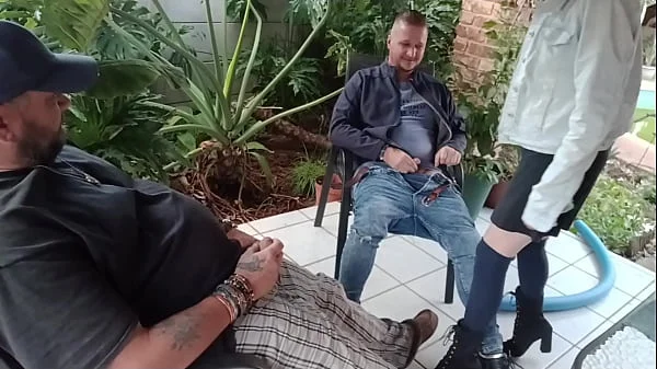 Horny stepbrother fucks virgin stepsister while his friend masturbates and cums on her boobs