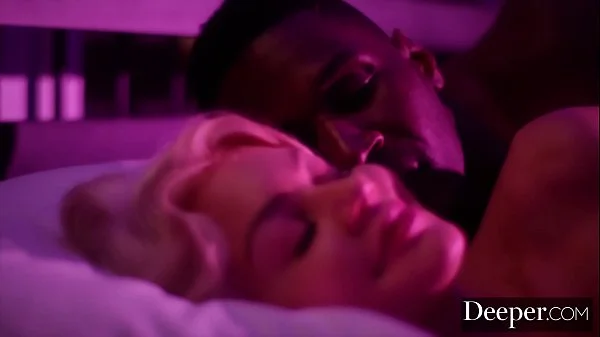 Deeper. Twinlike Blondes Riley & Elsa have intense threesome