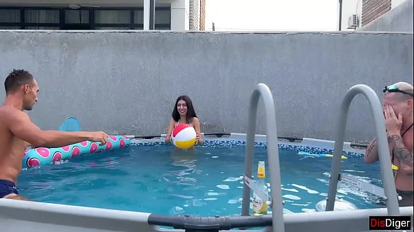 Rough Gangbang Party by The Pool Hardcore Sex and Creampie