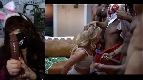 Redhead With Big Tits React a Gang Bang Video #3