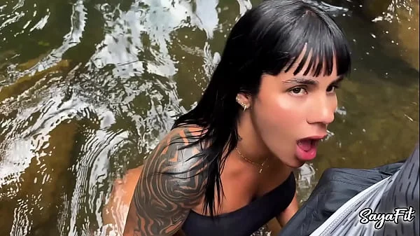 My stepbrother takes me to the river and I fuck him in public with my big ass - Sayafit