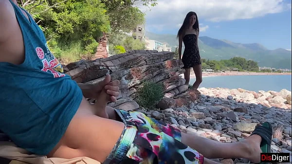 Public Dick Flashing on the Beach - Girl Saw My Cock and Helped Me Cum