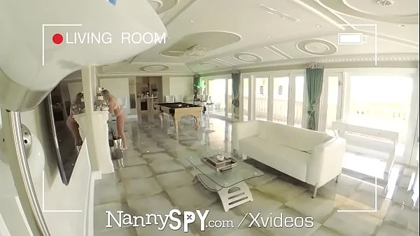 NANNYSPY Busty babysitter swallows loads to save her job
