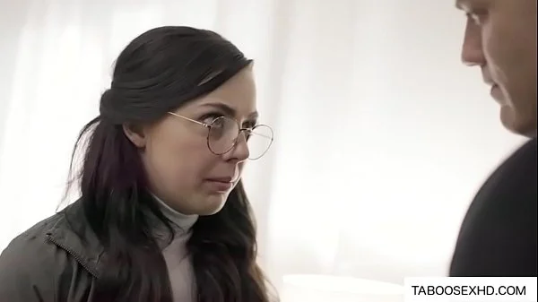 Nerdy brunette teen deepthroat by older guy